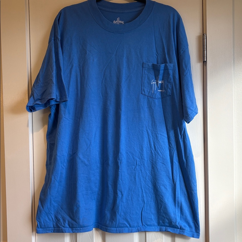 Guy Harvey | Blue Frocketed Front Pocket T-Shirt Size 2XL Printed Swordfish Fish